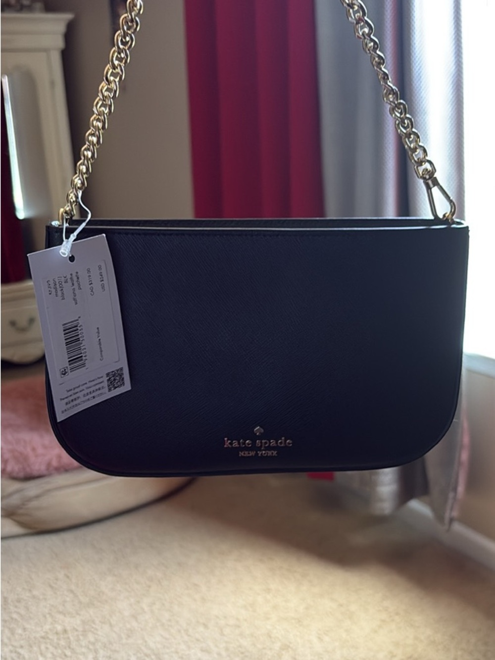 kate spade Black Saffiano Gold-Chain Shoulder Bag